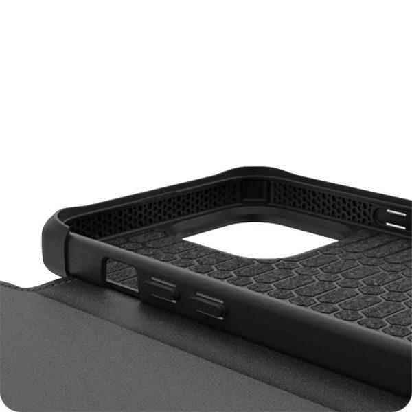 Itskins Hybrid Folio iPhone 13 Pro Max Cover - Black With Real Leather - Tashqila