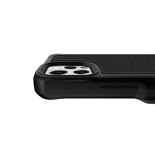 Itskins Hybrid Folio iPhone 12 Pro Max Cover - Black With Real Leather - Tashqila