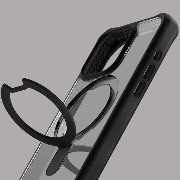 Itskins Hybrid Stand iPhone 15 Pro Max Magsafe Case - Black And Transparent - Tashqila