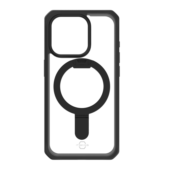 Itskins Hybrid Stand iPhone 15 Pro Max Magsafe Case - Black And Transparent - Tashqila