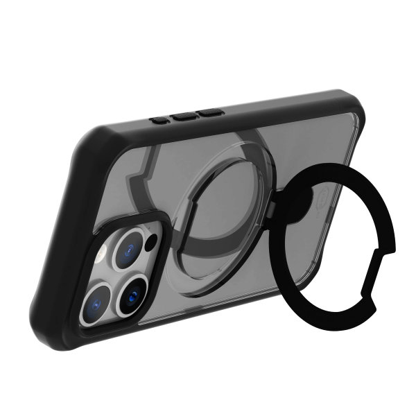 Itskins Hybrid Stand iPhone 15 Pro Max Magsafe Case - Black And Transparent - Tashqila