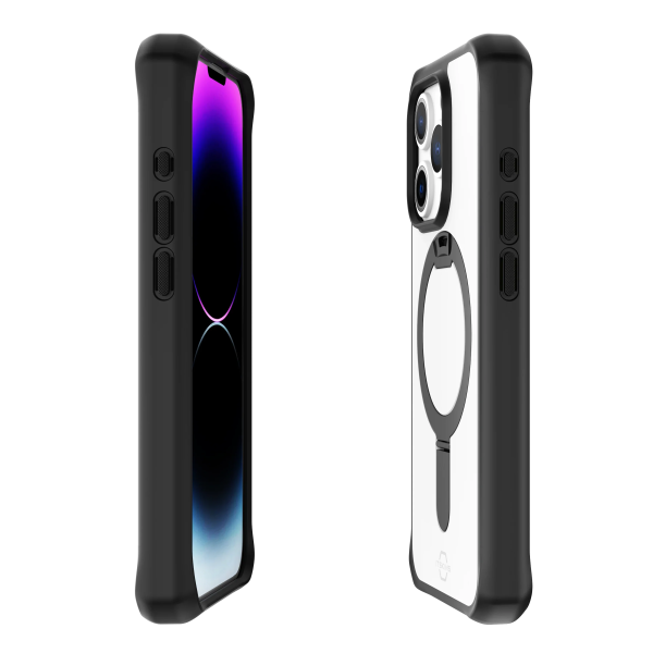 Itskins Hybrid Stand iPhone 15 Pro Max Magsafe Case - Black And Transparent - Tashqila