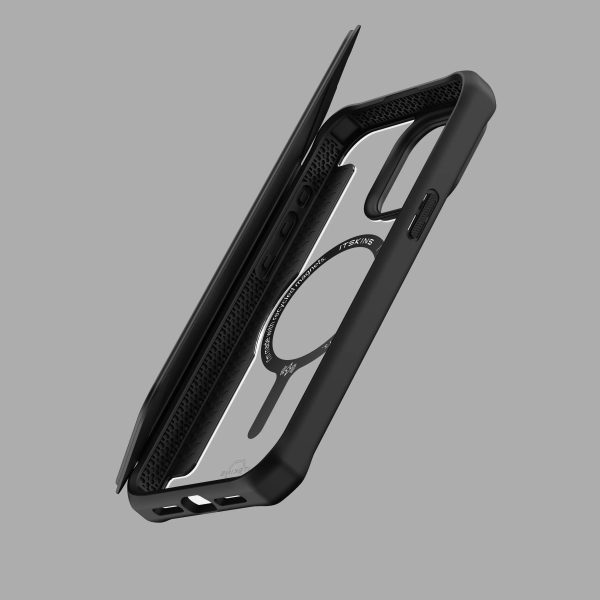 Itskins Hybrid Magfolio iPhone 15 Pro Max Leather Case - Black - Tashqila