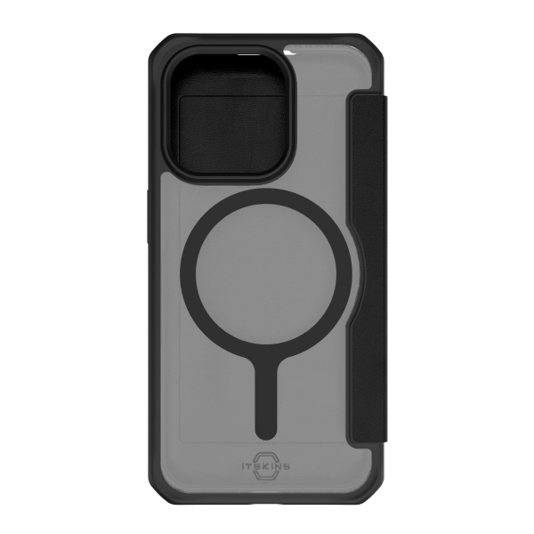 Itskins Hybrid Magfolio iPhone 15 Pro Max Leather Case - Black - Tashqila