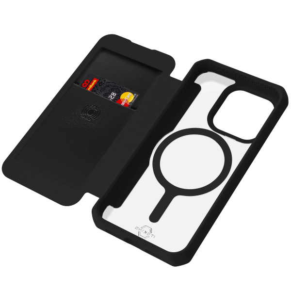 Itskins Hybrid Magfolio iPhone 15 Pro Max Leather Case - Black - Tashqila