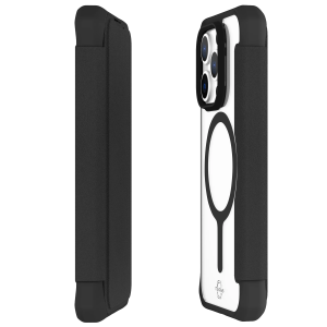 Itskins Hybrid Magfolio iPhone 15 Pro Max Leather Case - Black - Tashqila