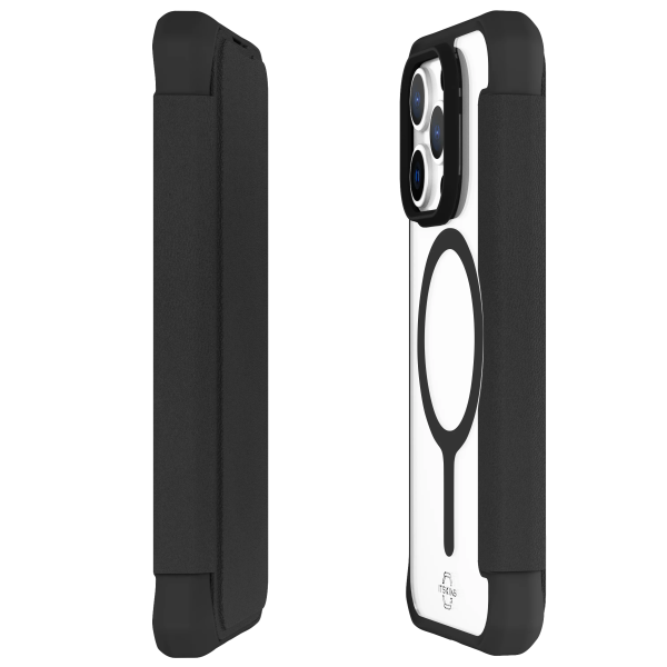 Itskins Hybrid Magfolio iPhone 15 Pro Max Leather Case - Black - Tashqila