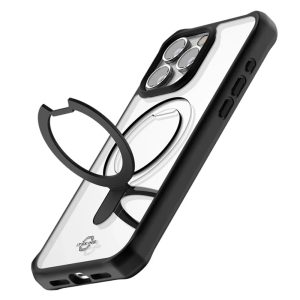 Itskins Hybrid Stand iPhone 15 Pro Magsafe Case - Black And Transparent - Tashqila