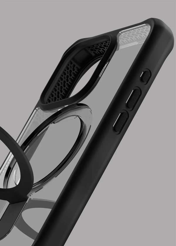 Itskins Hybrid Stand iPhone 15 Pro Magsafe Case - Black And Transparent - Tashqila