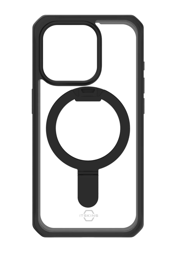 Itskins Hybrid Stand iPhone 15 Pro Magsafe Case - Black And Transparent - Tashqila