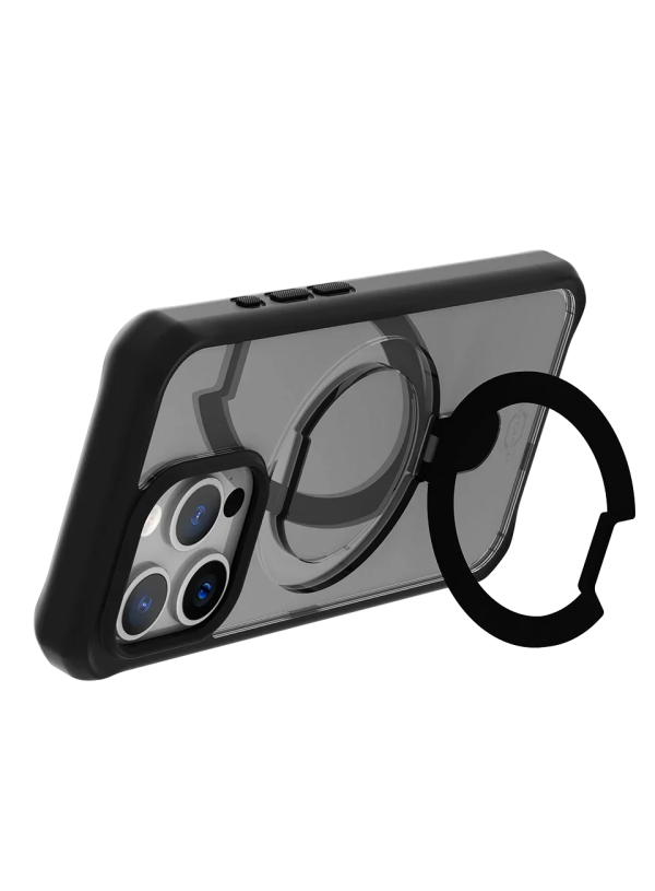 Itskins Hybrid Stand iPhone 15 Pro Magsafe Case - Black And Transparent - Tashqila