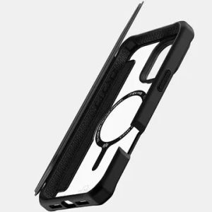iPhone 16 Pro Max Itskins Hybrid Folio Magsafe Cover - Black Leather - Tashqila