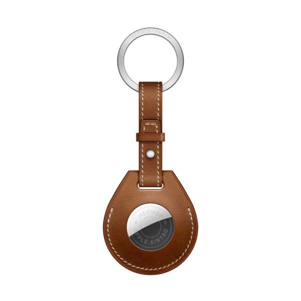 Wiwu Calfskin Leather Key Ring Case For Apple Airtag - Brown - Tashqila
