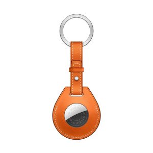 Wiwu Calfskin Leather Key Ring Case For Apple Airtag - Orange - Tashqila