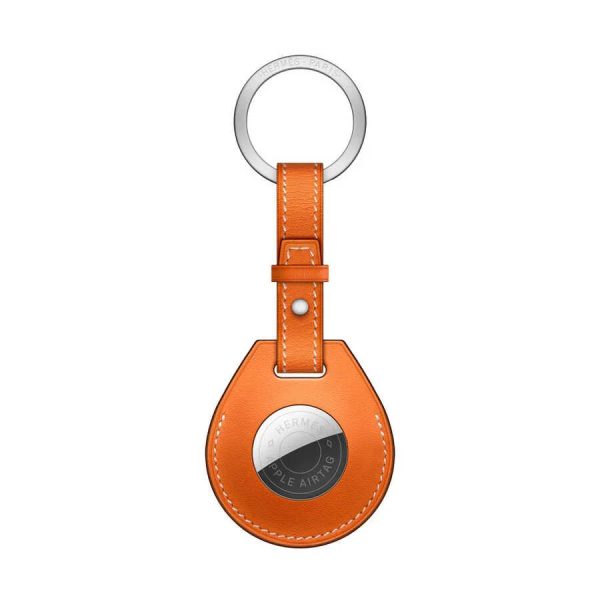 Wiwu Calfskin Leather Key Ring Case For Apple Airtag - Orange - Tashqila