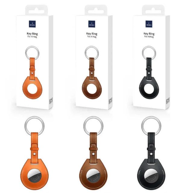 Wiwu Calfskin Leather Key Ring Case For Apple Airtag - Orange - Tashqila
