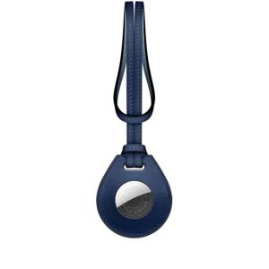 Wiwu Calfskin Leather Bag Charm Case For Apple Airtag -Blue - Tashqila