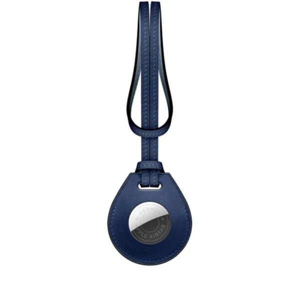 Wiwu Calfskin Leather Bag Charm Case For Apple Airtag -Blue - Tashqila