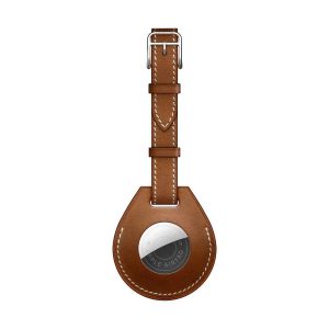 Wiwu Calfskin Leather Bag Charm Case For Apple Airtag -Orange - Tashqila