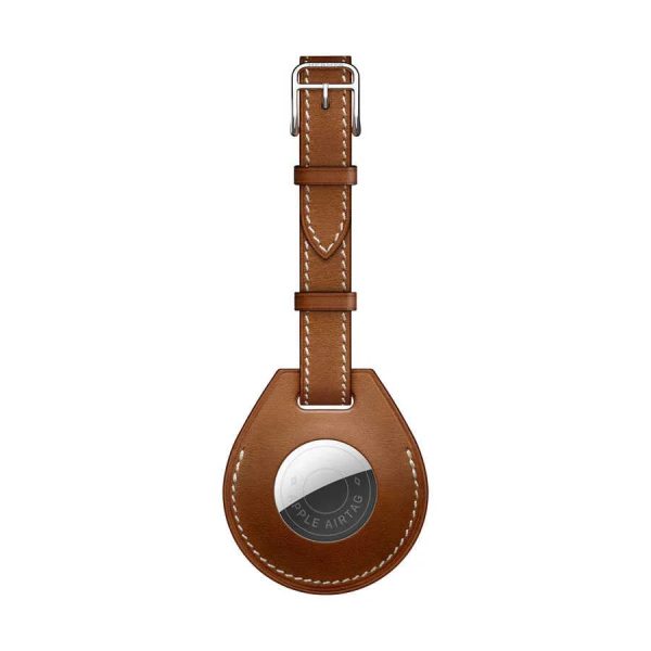 Wiwu Calfskin Leather Bag Charm Case For Apple Airtag -Orange - Tashqila