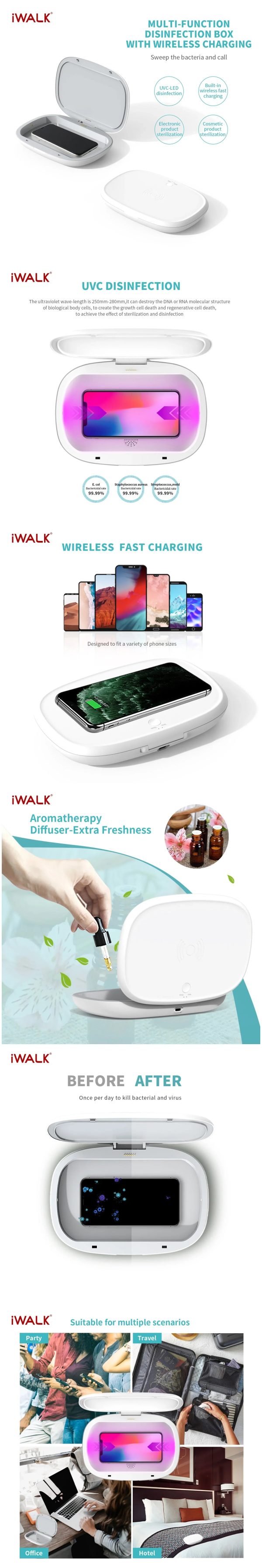 iWalk Capsule Multi-Function Disinfection Box With 10W Wireless Charging - White - Tashqila