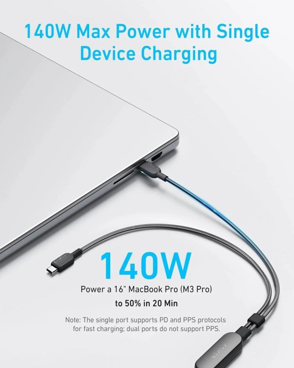 Anker 2-In-1 Usb-C To Usb-C Cable 140W (1.2M/4Ft) -Black - Tashqila