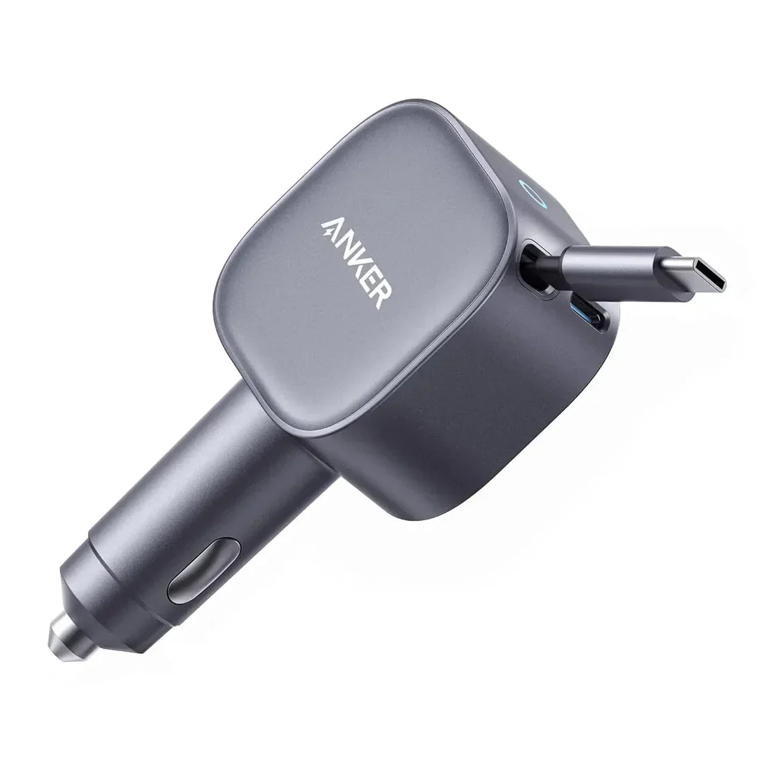 Anker Nano Car Charger (75W, Usb-C Port, Built-In Retractable Usb-C Cable) -Silver - Tashqila