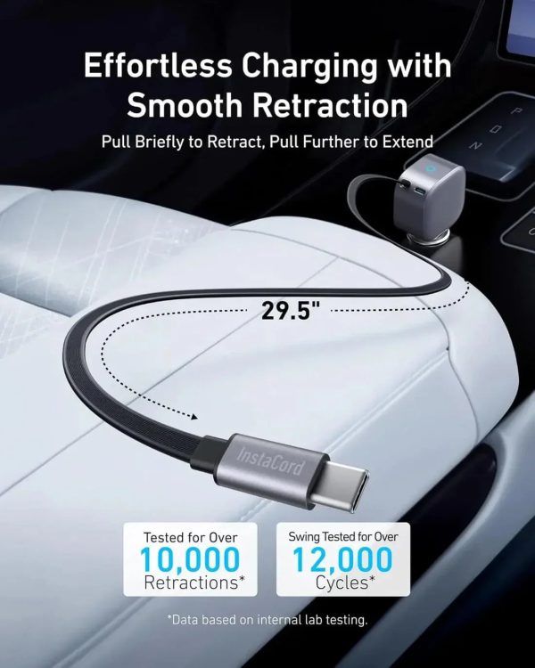 Anker Nano Car Charger (75W, Usb-C Port, Built-In Retractable Usb-C Cable) -Silver - Tashqila