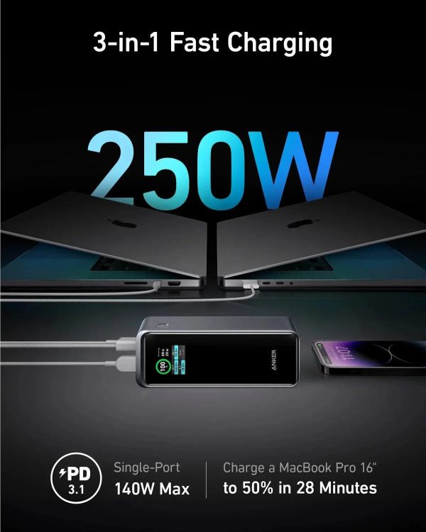 Anker 250W Prime 27,650Mah Power Bank Series 7 -Black - Tashqila