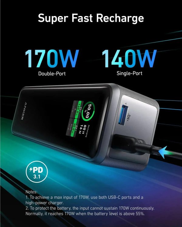 Anker 250W Prime 27,650Mah Power Bank Series 7 -Black - Tashqila