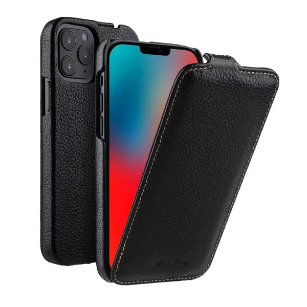 Melkco iPhone 12 Pro Max Jacka Series Premium Leather Cover- Black - Tashqila