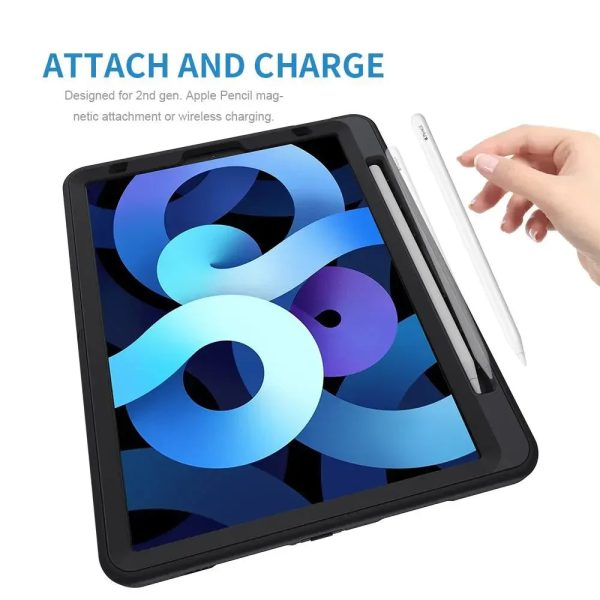 Armor-X Enx Case For iPad Air 4Th Gen 10.9 Inch 2020 Ultimate 3 Layers Shockproof Rugged Case With Hand Strap & Kick Stand - Black - Tashqila