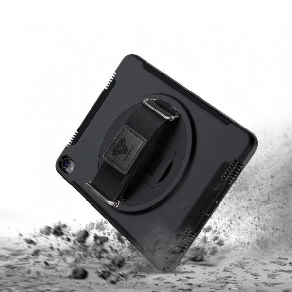 Armor-X Exn Case For iPad 8Th Gen 10.2 (2020 & 2019) Ultimate 3 Layers Shockproof Rugged Case With Hand Strap & Kick Stand- Black - Tashqila