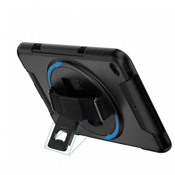 Armor-X Exn Case For iPad 8Th Gen 10.2 (2020 & 2019) Ultimate 3 Layers Shockproof Rugged Case With Hand Strap & Kick Stand- Black - Tashqila