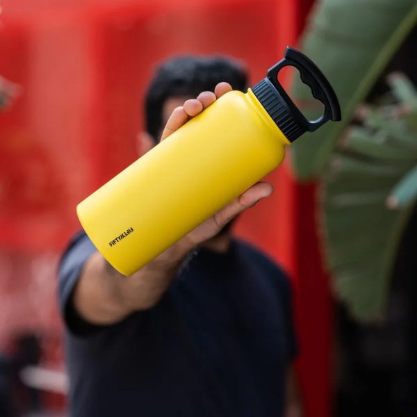 Fifty/Fifty 1L Bottle 3 Finger Lid - Yellow - Tashqila