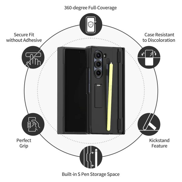 Araree Samsung Z Fold 6 Nukin 360 Stand + Pencil Slot Case - Black - Tashqila