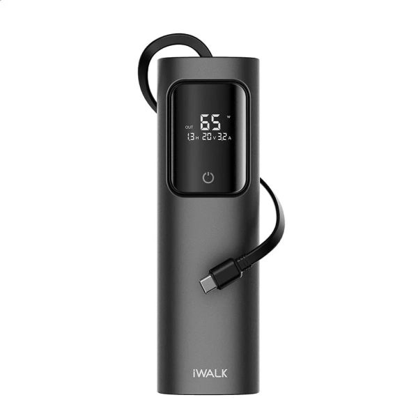 iWalk Tanker 65W Powerbank 20000mAh PD With Build In Cables - Black - Tashqila