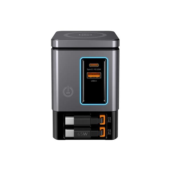 Xpower 105W Gan Magsafe Dual Cable Charging Tower - Grey - Tashqila
