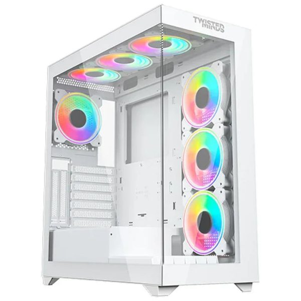 Twisted Minds Quantum Glass Mid Tower Gaming Case - White - Tashqila