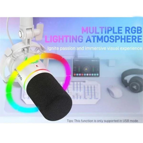 Maonocaster PD200X USB/XLR Dynamic Gaming RGB Microphone – White - Tashqila