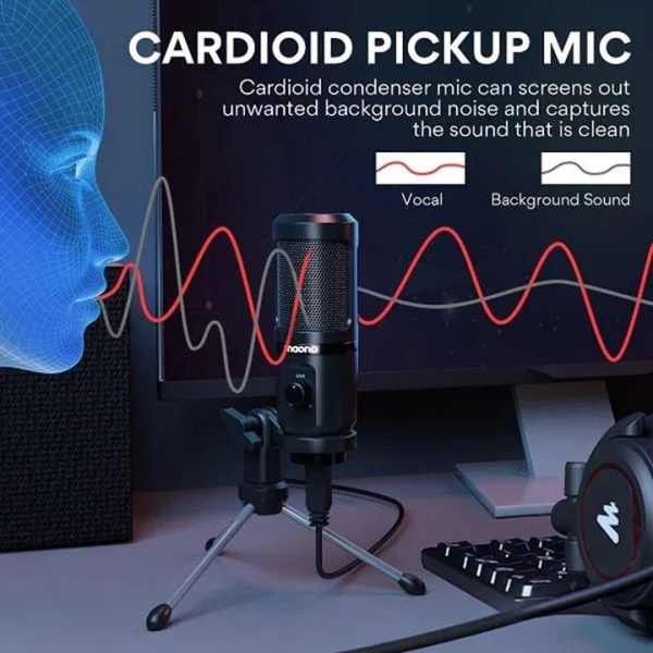 Maonocaster AU-PM461TR USB Gaming Microphone with Mic Gain - Black - Tashqila
