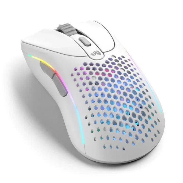 Glorious Model DV2 Wireless RGB Gaming Mouse - Matte White - Tashqila