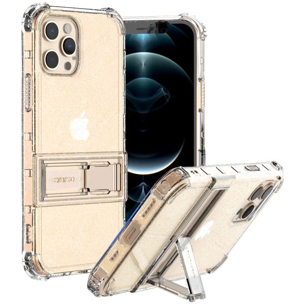 Araree Mach Stand Case For iPhone 12 Pro Max - Glitter Clear - Tashqila