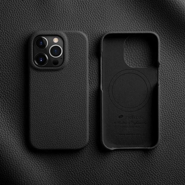 Melkco iPhone 14 Pro Premium Leather Magsafe Cover - Black - Tashqila