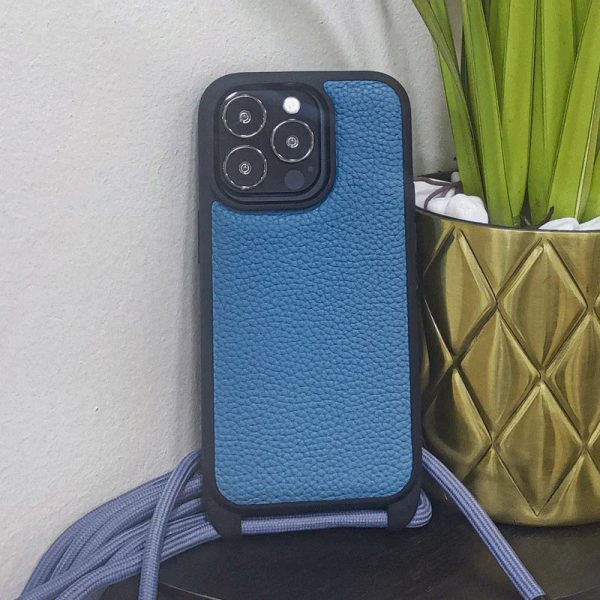 Melkco iPhone 14 Pro Strap Series Leather Case - Sky Blue - Tashqila