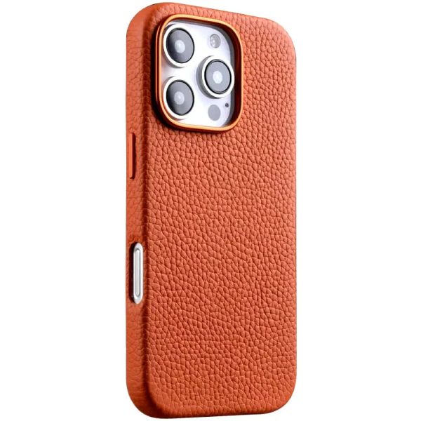 iPhone 16 Pro Melkco Origin Paris Premium Leather Magsafe Cover - Orange - Tashqila