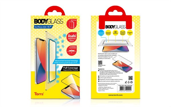Torrii Bodyglass Anti-Bacterial Coating Full Coverage Curved For iPhone 12 Pro Max - Black - Tashqila