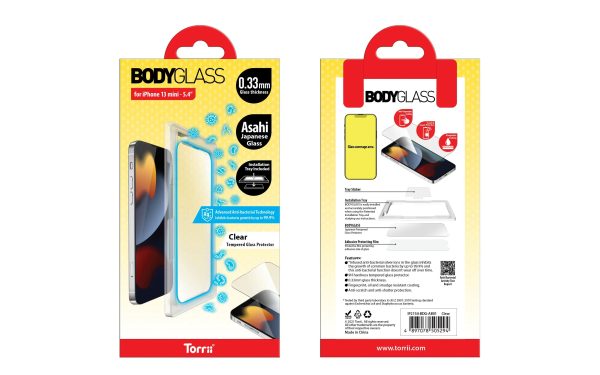 Torrii Bodyglass Screen Protector For iPhone 13 Mini Anti-Bacterial Coating - Clear - Tashqila