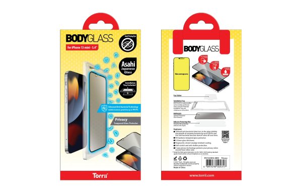 Torrii Bodyglass Screen Protector For iPhone 13 Mini Anti-Bacterial Coating - Privacy - Tashqila