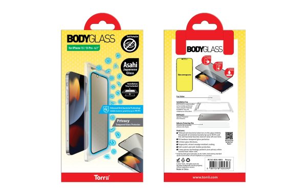 Torrii Bodyglass Screen Protector For iPhone 13/13 Pro Anti-Bacterial Coating - Privacy - Tashqila